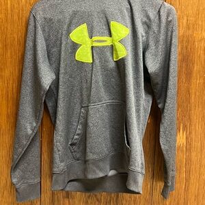 Under Armour Men's Gray Zip-Up Sweater with Neon Logo